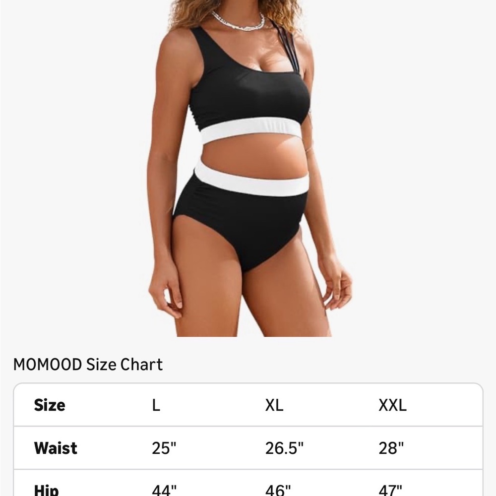 Maternity Two Piece Swimsuit High Waisted Strappy Bikini Set Bathing Suit